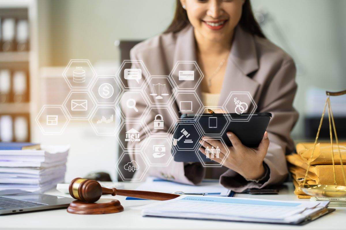 justice and law concept.Male judge in a courtroom the gavel, wor